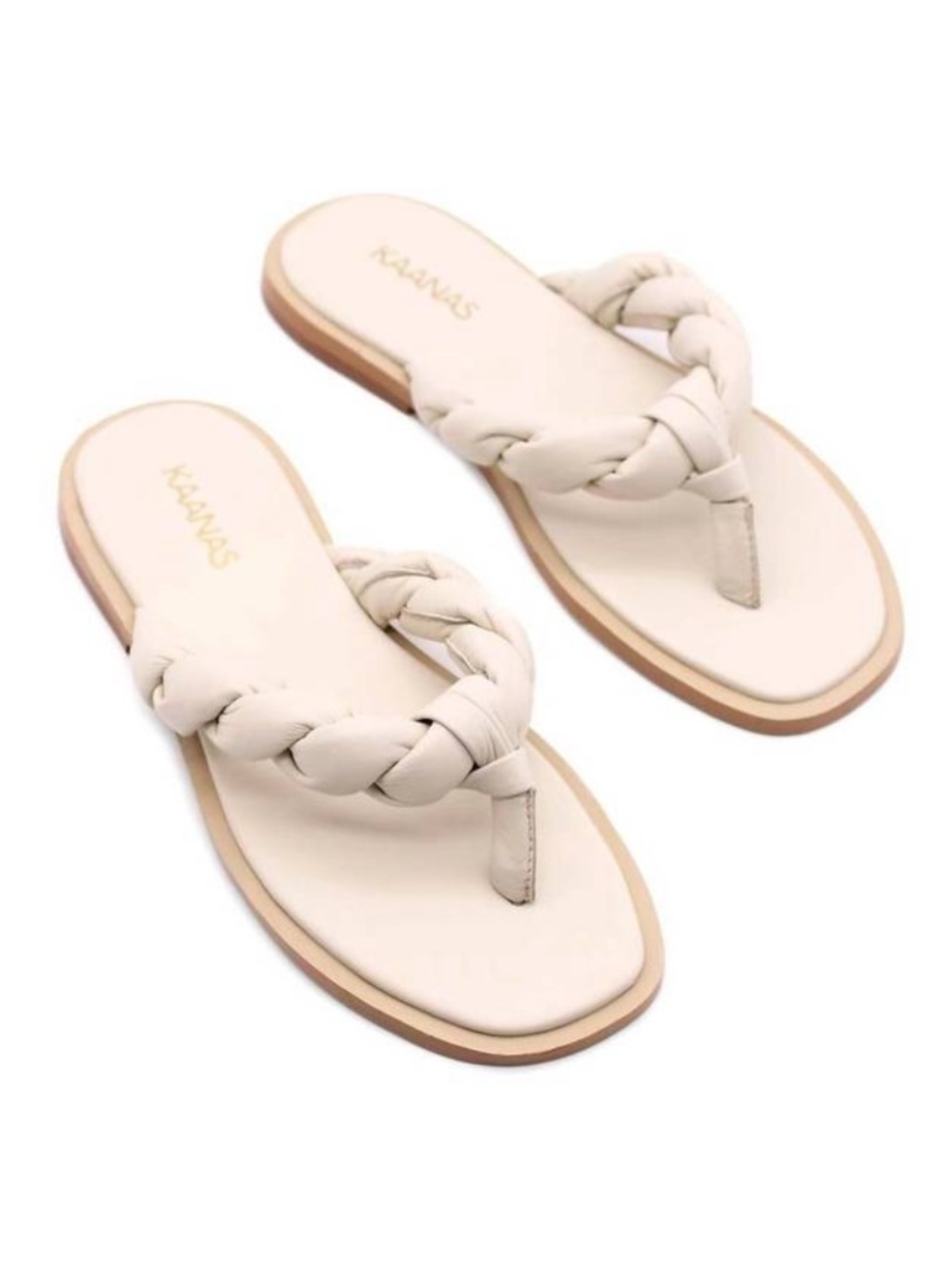 KAANAS women's bocagrande chunky twist thong sandal in ivory